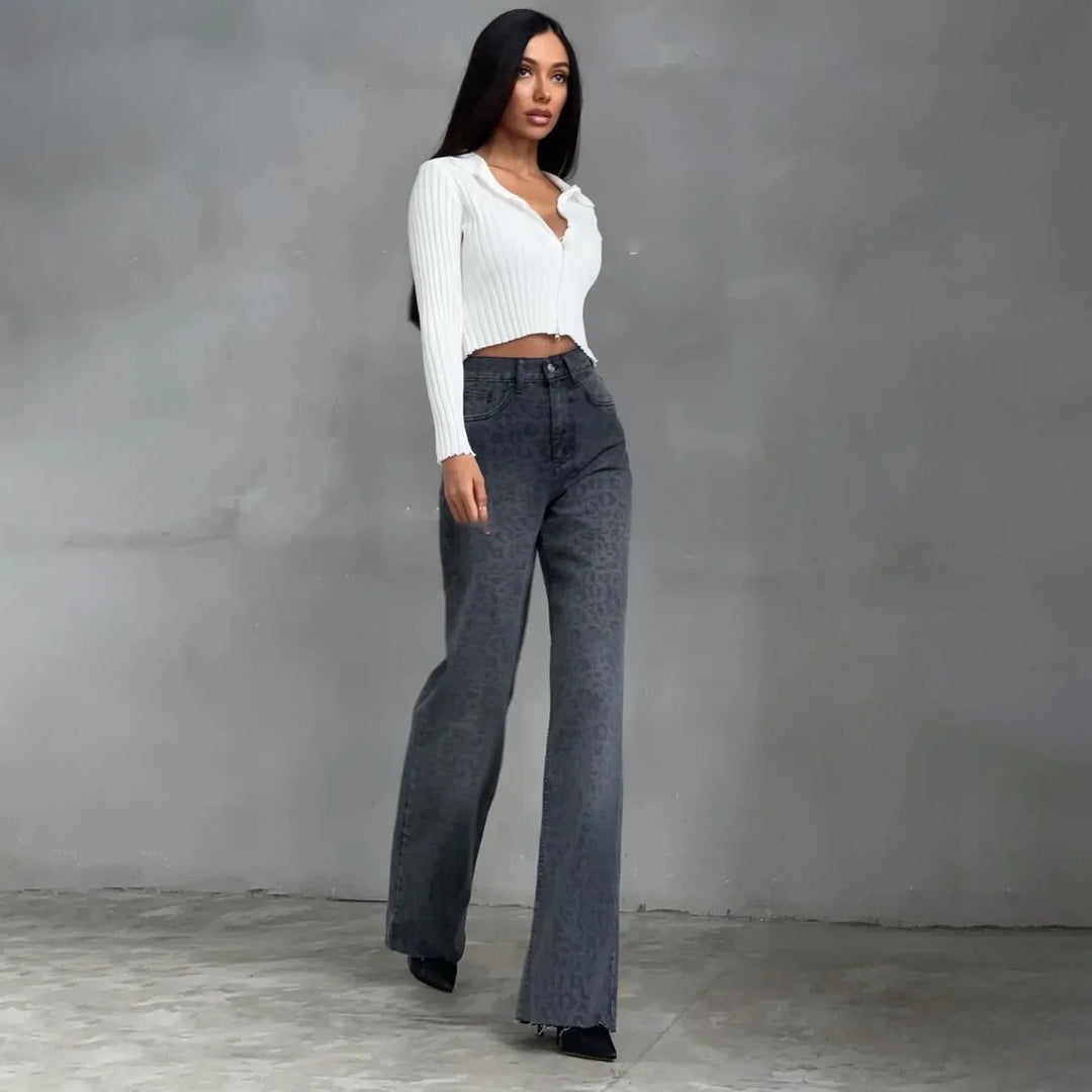 Olivia Bennet | Leopard Straight Jeans for Women