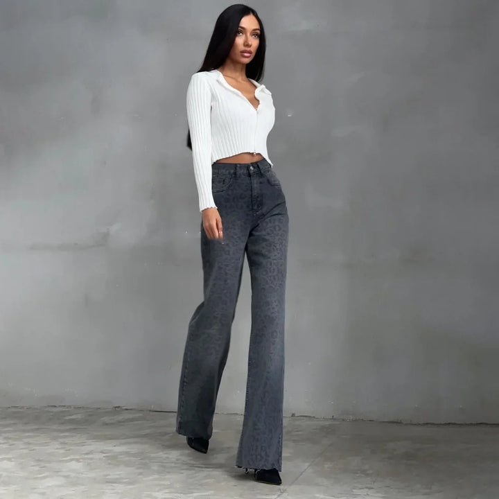 Olivia Bennet | Leopard Straight Jeans for Women