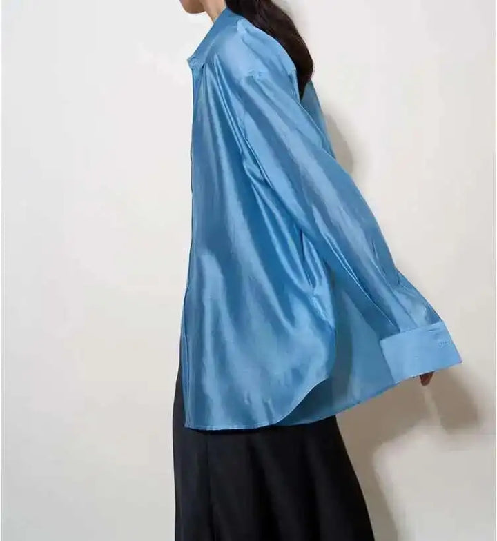 Olivia Bennet | Silk Poplin Blouse for Women in Flowing Fit
