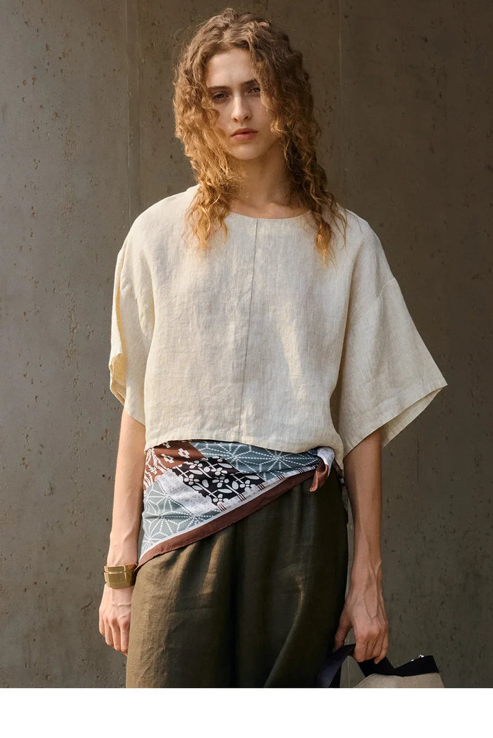 Olivia Bennet | Flared Sleeve Linen Pullover