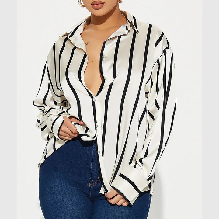 Olivia Bennet | Satin Stripe Shirt for Women