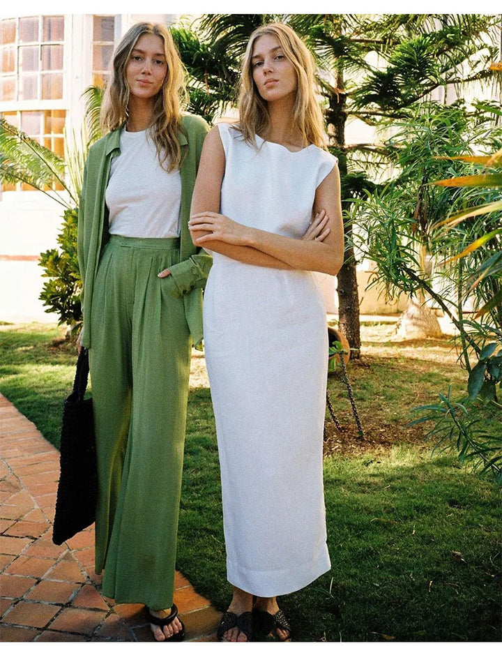 Olivia Bennet | Crop Linen Top for Women in Natural Color