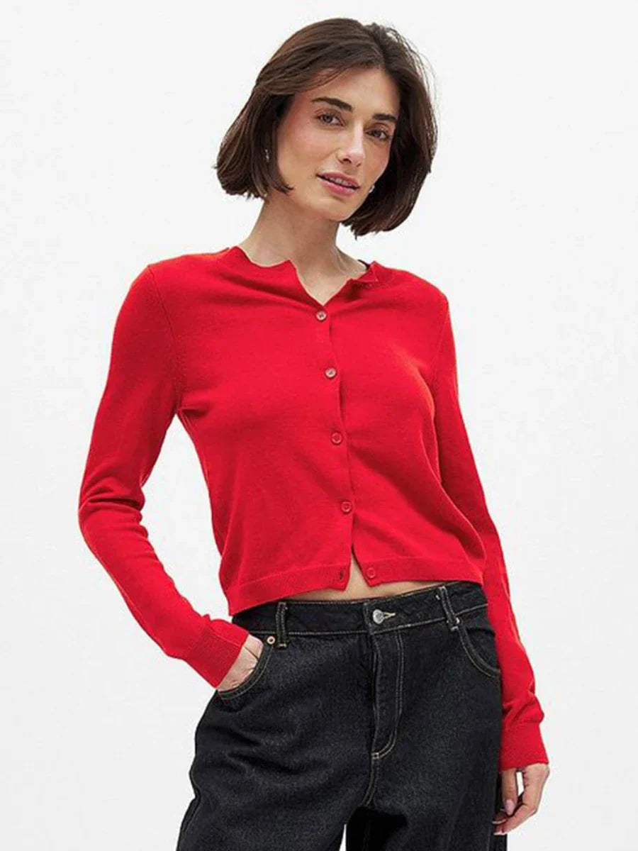 Olivia Bennet | Knit Button Cardigan for Women in Natural Color
