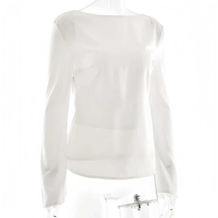 Olivia Bennet | Satin Long Sleeve Bell Cuff Top for Women