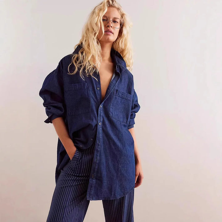 Olivia Bennet | Washed Denim Overshirt for Women