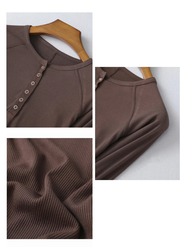 Olivia Bennet | Pop-Button Top for Women in Cotton, Fitted, White