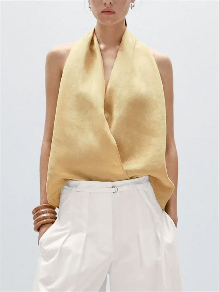 Olivia Bennet | Drape Linen Vest for Women