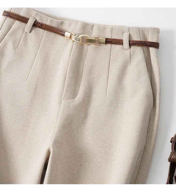 Olivia Bennet | Wide Leg Wool Trousers for Women in Black