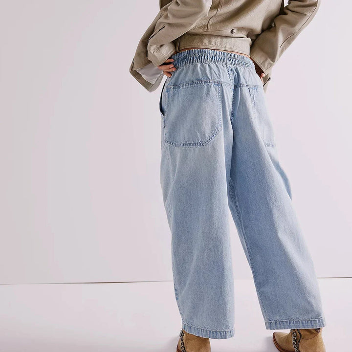 Olivia Bennet | Weekender Drawstring Jeans for Women in Denim Blue