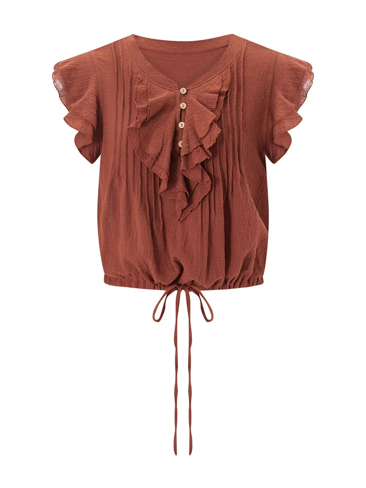 Olivia Bennet | Ruffle Front Gauze Crop Top