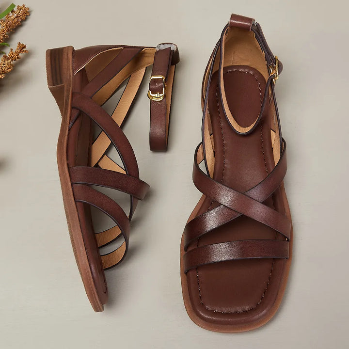 Olivia Bennet | Orthopedic Leather Sandals for Women in Brown