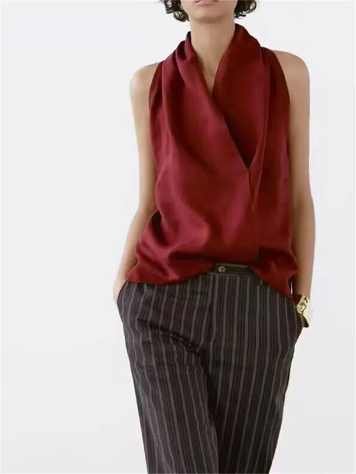Olivia Bennet | Drape Linen Vest for Women