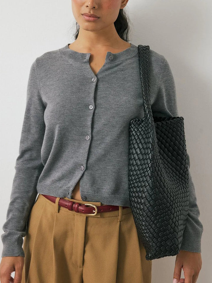 Olivia Bennet | Knit Button Cardigan for Women in Natural Color