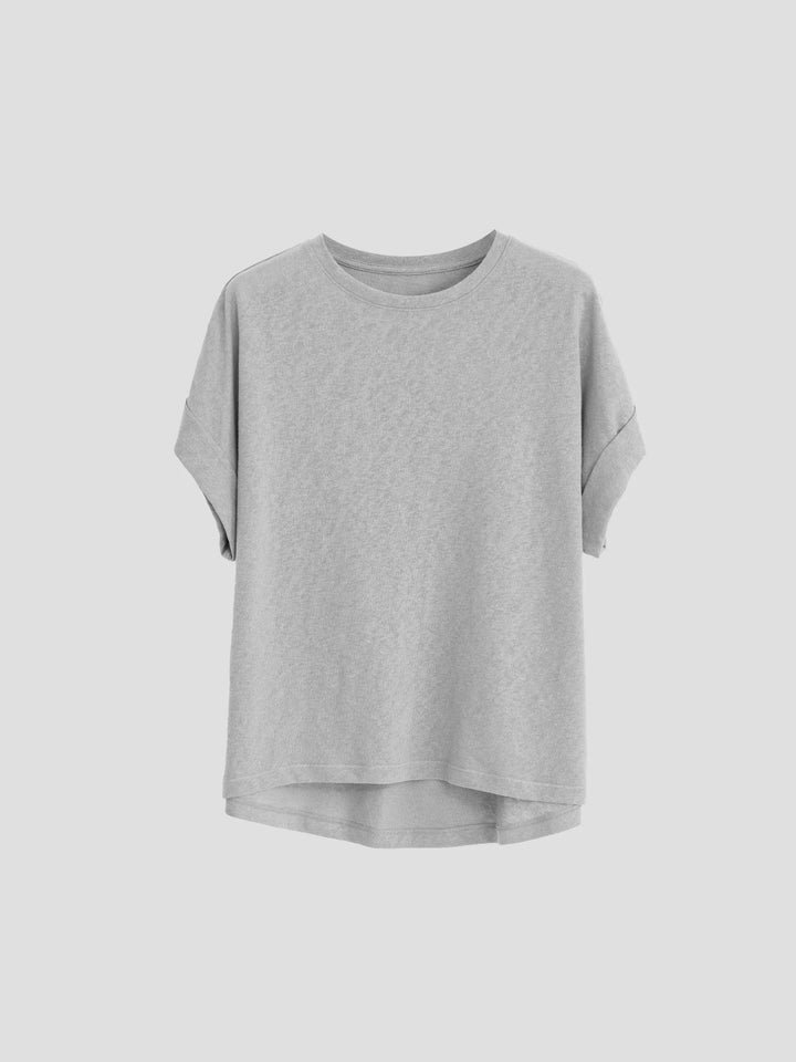 Olivia Bennet | Oversized Tee for Women in Soft Cotton with Rolled Cuff in White