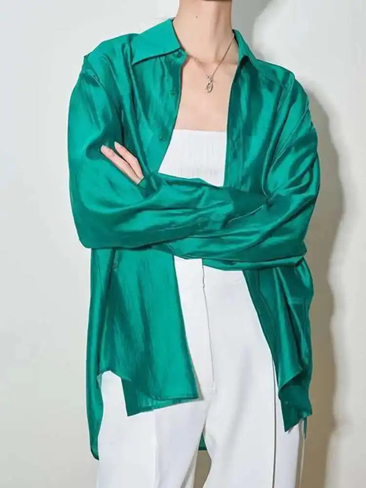 Olivia Bennet | Silk Poplin Blouse for Women in Flowing Fit