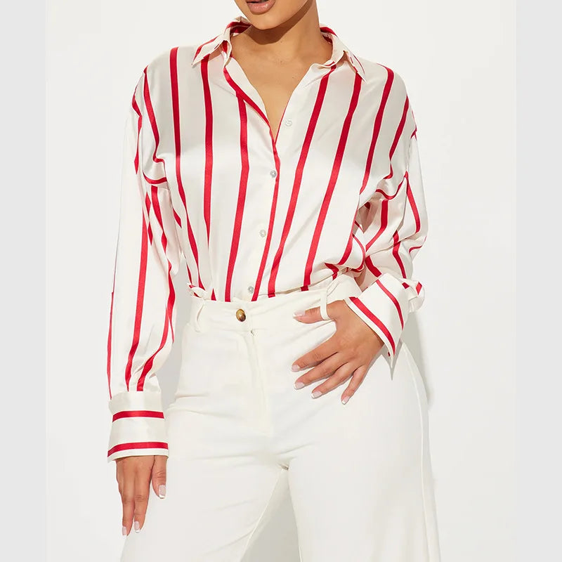 Olivia Bennet | Satin Stripe Shirt for Women