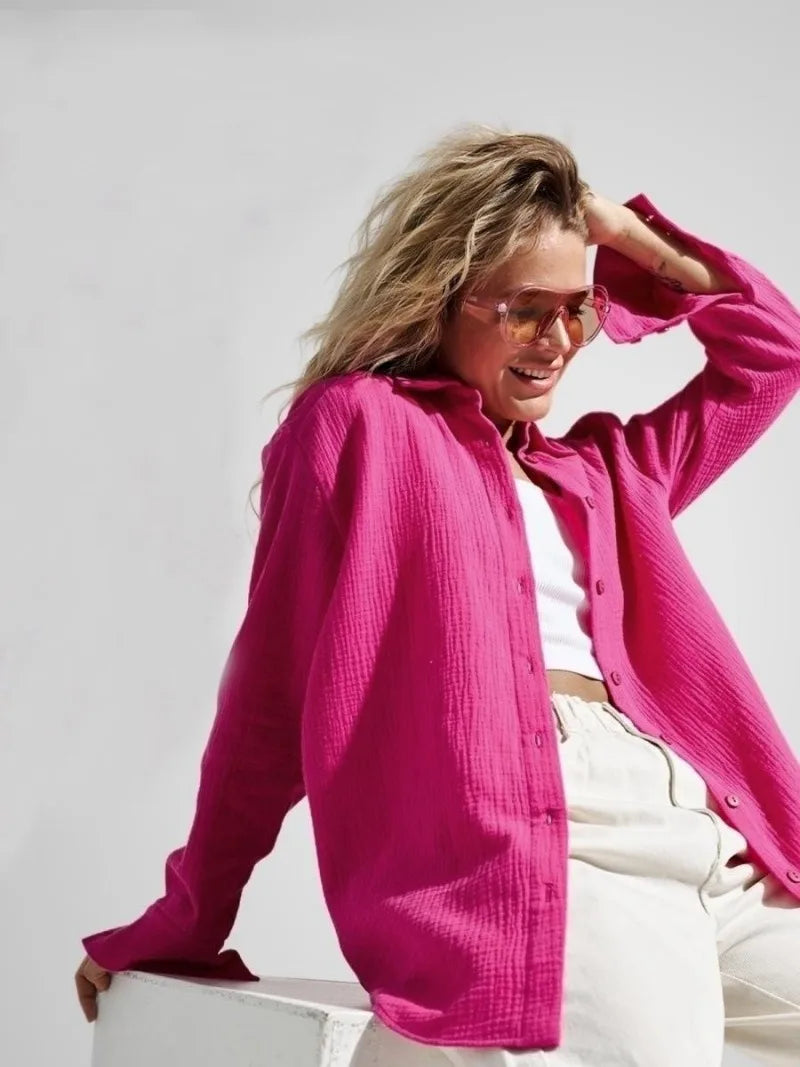 Olivia Bennet | Cotton Summer Shirt for Women in White