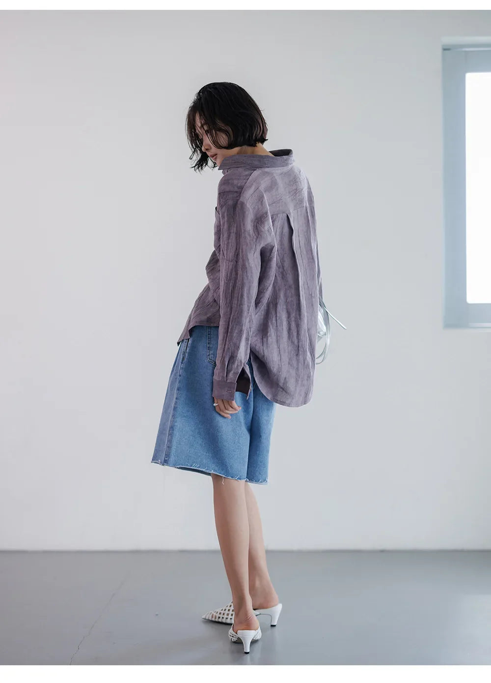 Olivia Bennet | Pleated Linen Button Shirt