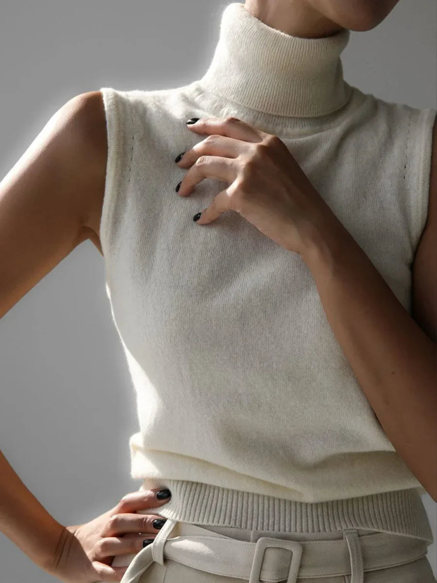 Olivia Bennet | High-Neck Vest for Women in Black