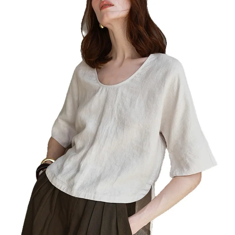 Olivia Bennet | Hemp V-Neck Boxy Top