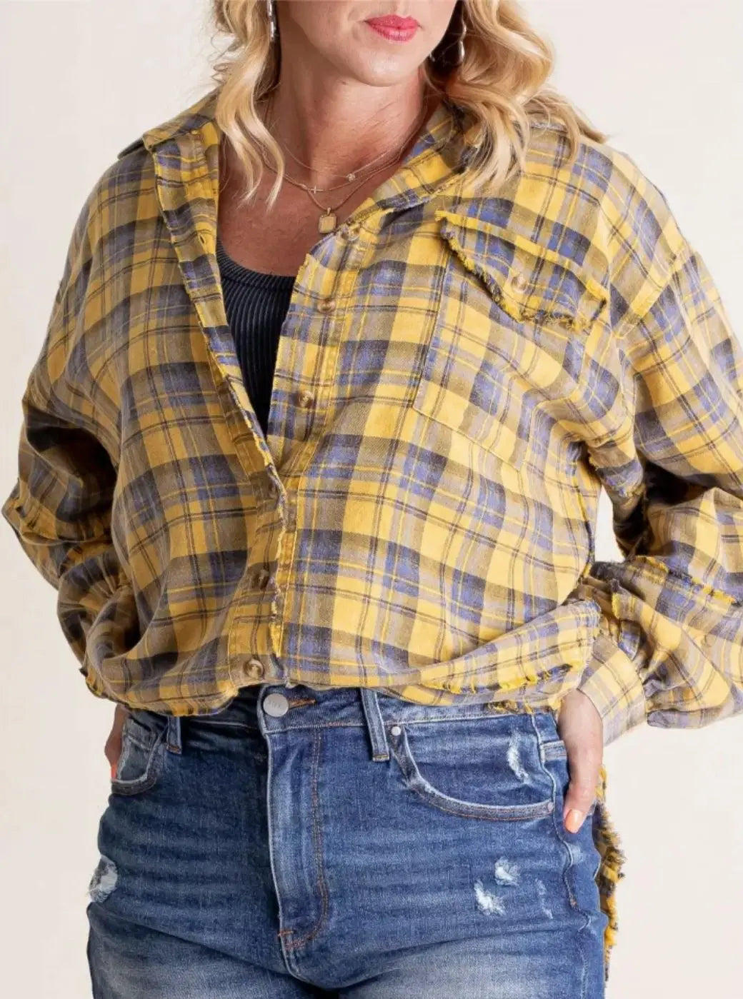 Olivia Bennet | Plaid Flannel Shirt for Women in Green