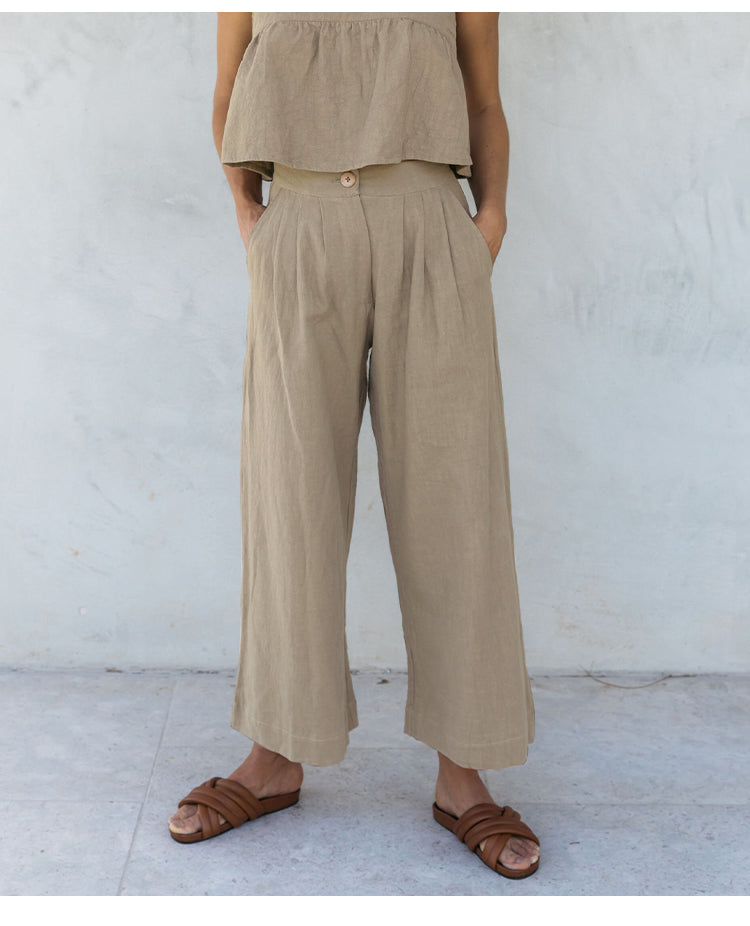 Olivia Bennet | Pleated Linen Culotte Pant