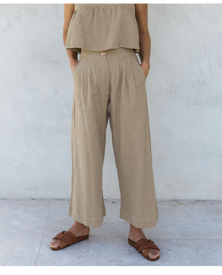 Olivia Bennet | Pleated Linen Culotte Pant
