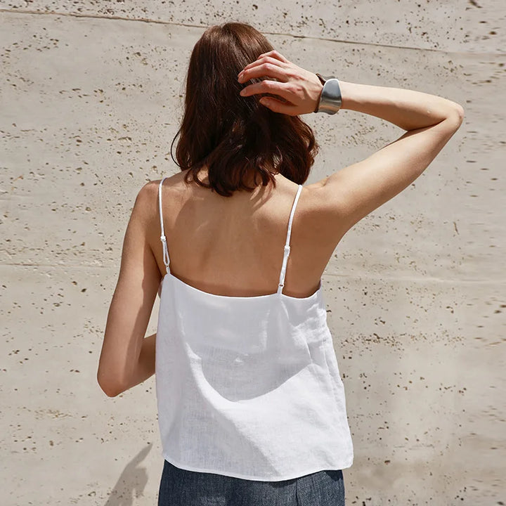 Olivia Bennet | Linen V-Neck Camisole Top for Women