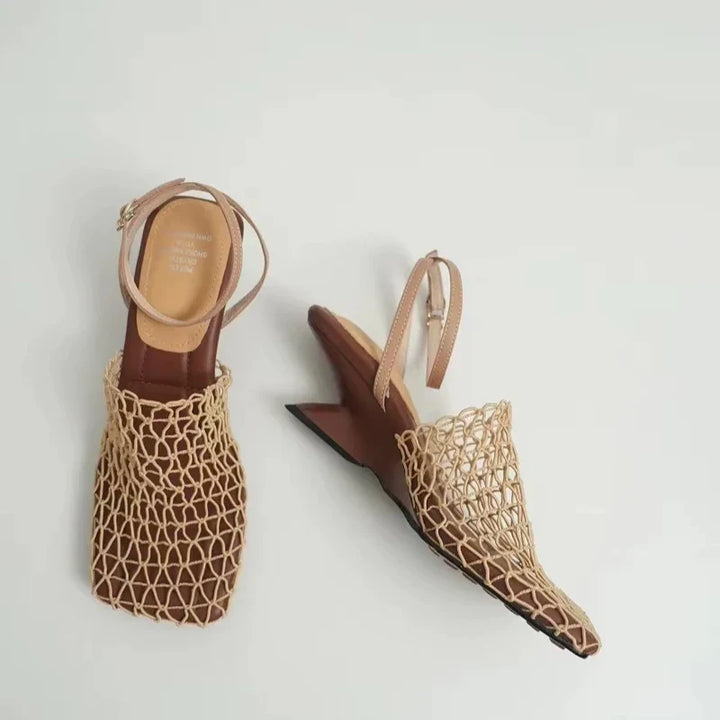 Olivia Bennet | Mesh Weave Heels for Women in Black