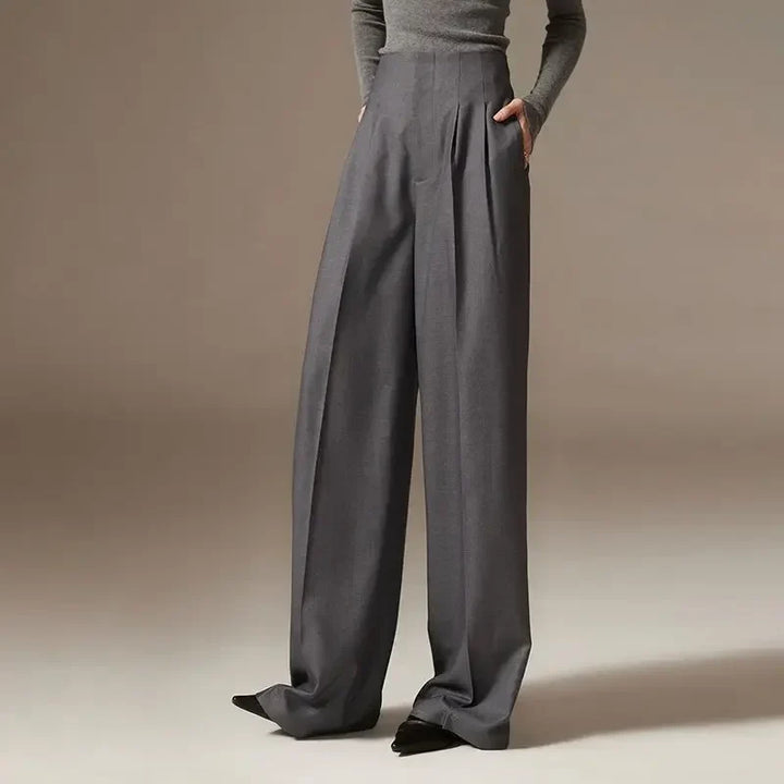 Olivia Bennet | Wide Leg Draped Pants for Women in Soft Fabric, Black