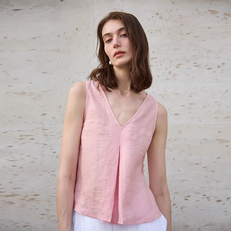Olivia Bennet | Chambray Linen Reversible Vest