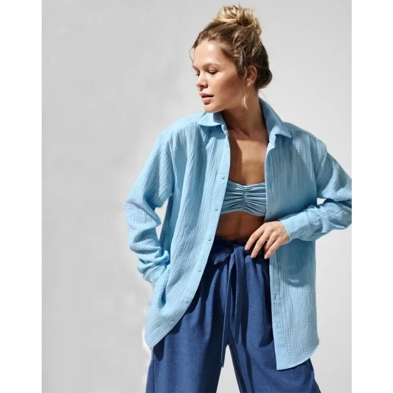 Olivia Bennet | Cotton Summer Shirt for Women in White