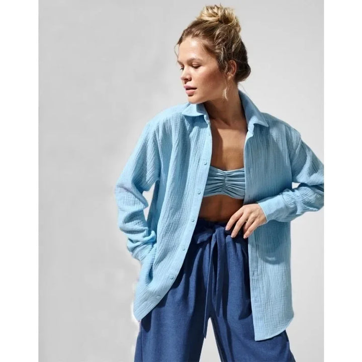 Olivia Bennet | Cotton Summer Shirt for Women in White