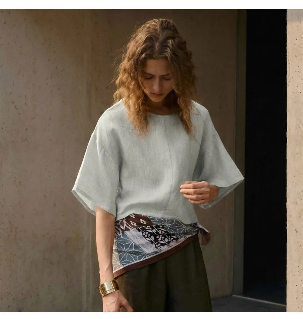 Olivia Bennet | Flared Sleeve Linen Pullover