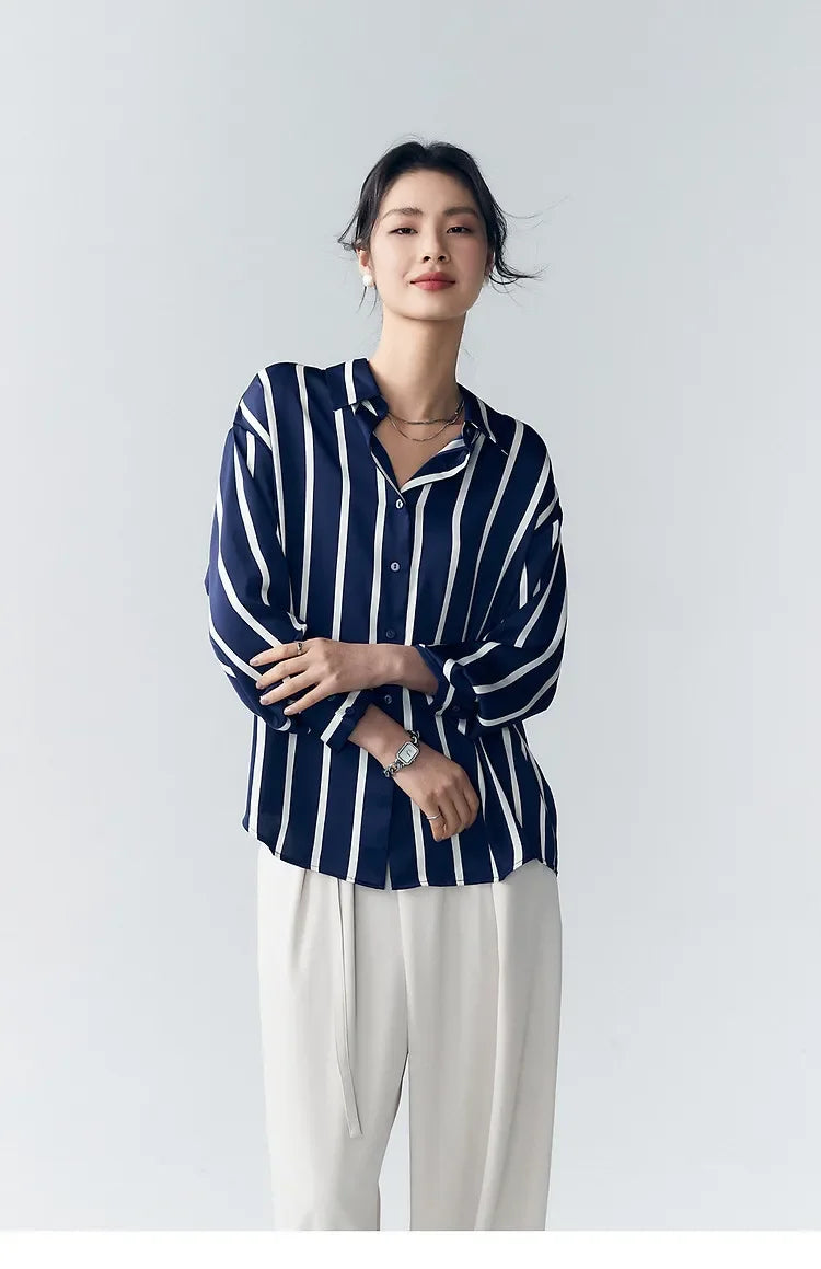 Olivia Bennet | Stripe Satin Blouse for Women