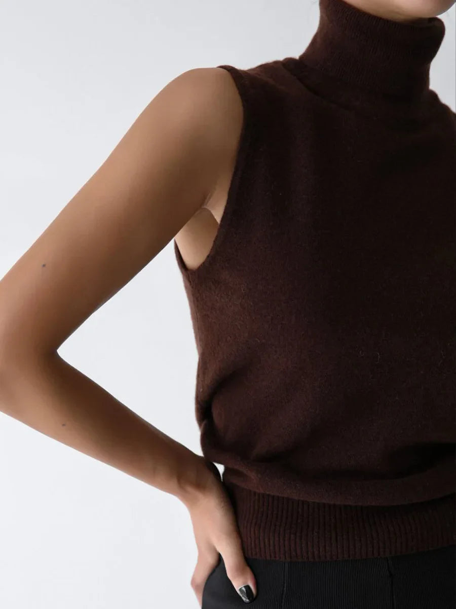 Olivia Bennet | High-Neck Vest for Women in Black