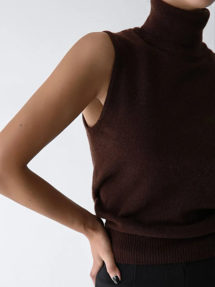 Olivia Bennet | High-Neck Vest for Women in Black