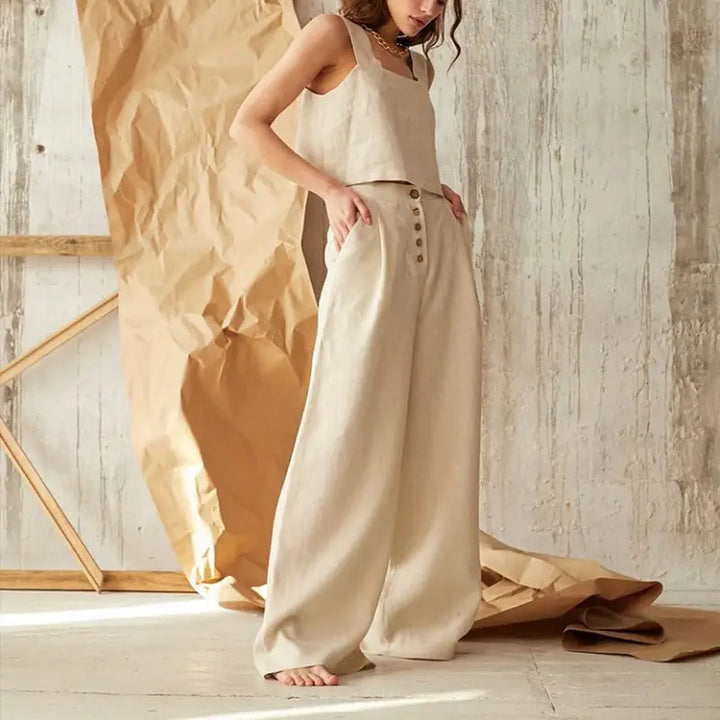 Olivia Bennet | Cotton Wide-Leg Pant for Women in Natural