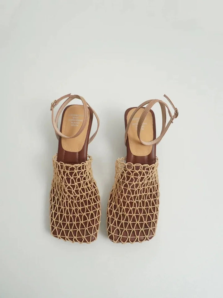 Olivia Bennet | Mesh Weave Heels for Women in Black