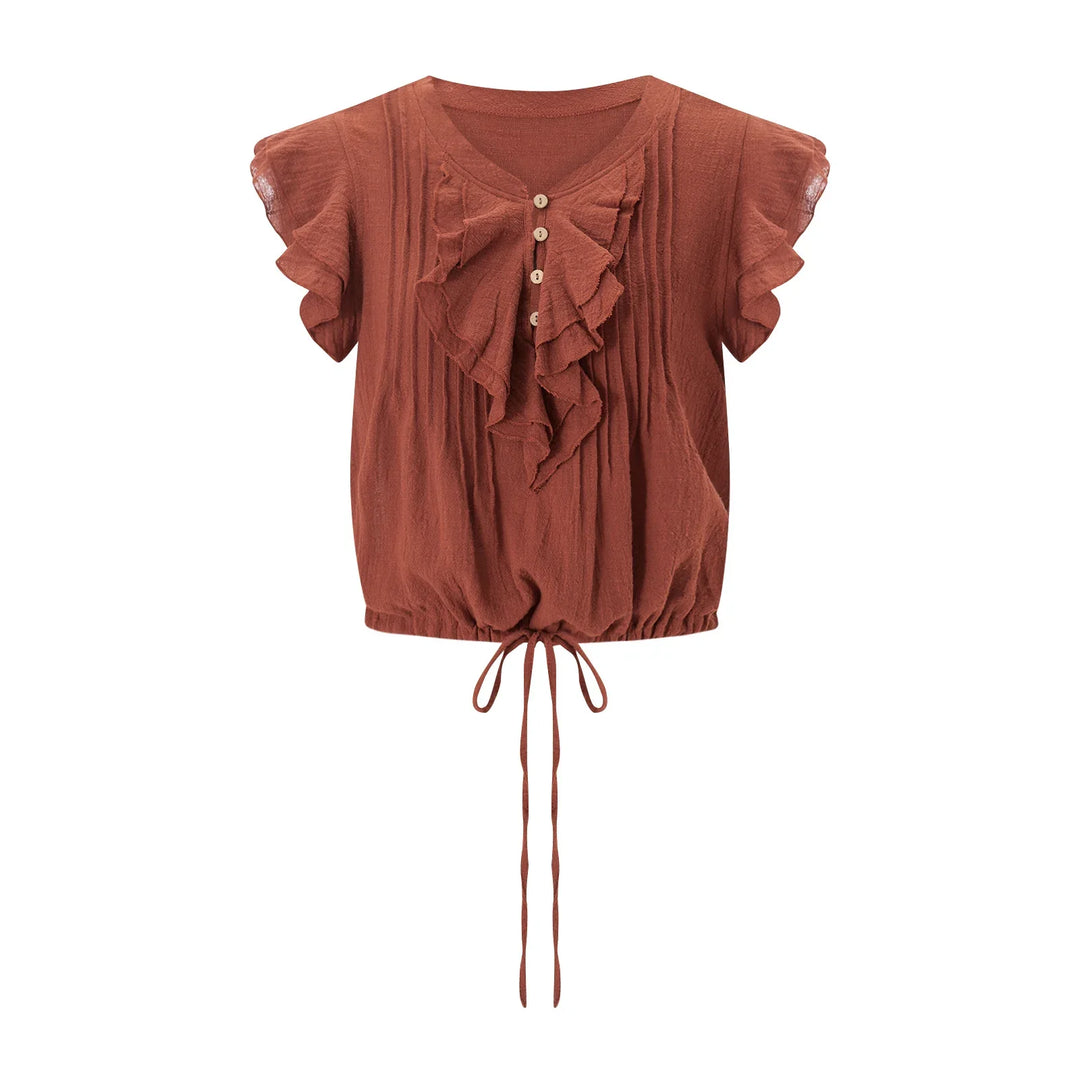 Olivia Bennet | Ruffle Front Gauze Crop Top