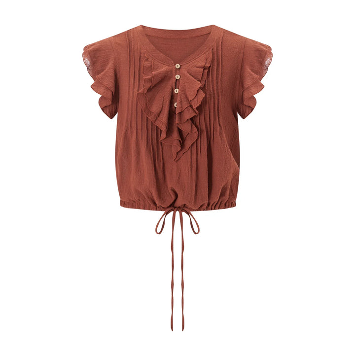 Olivia Bennet | Ruffle Front Gauze Crop Top