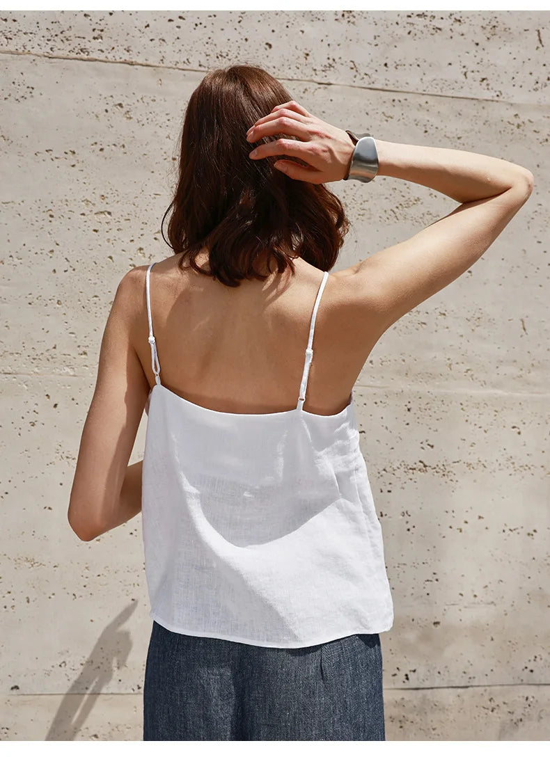 Olivia Bennet | Linen V-Neck Camisole Top for Women