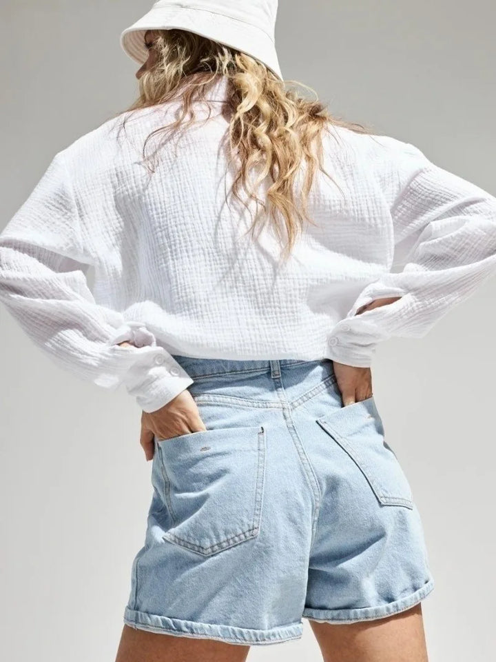 Olivia Bennet | Cotton Summer Shirt for Women in White