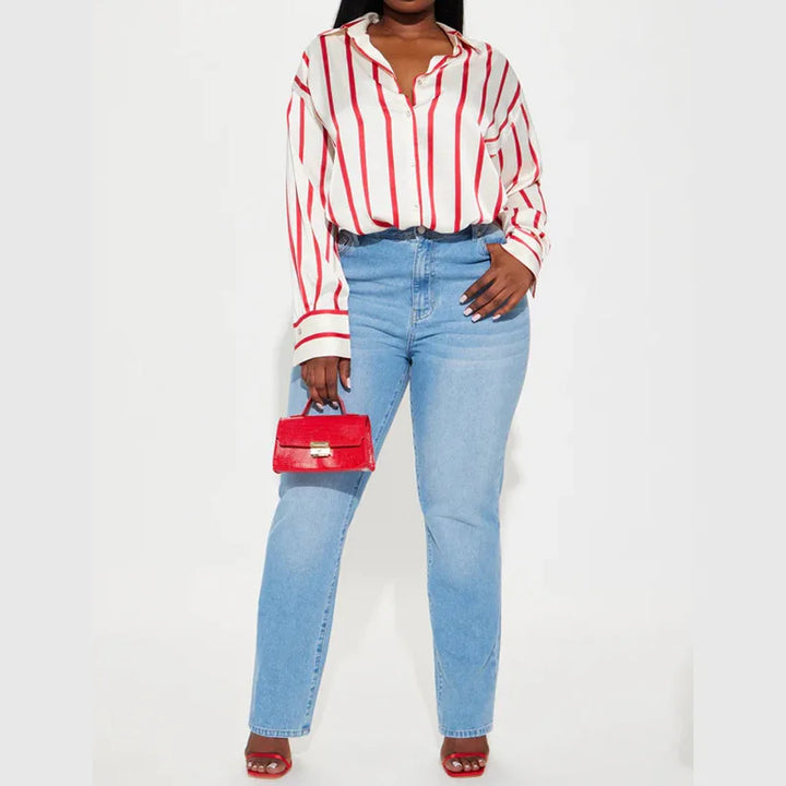 Olivia Bennet | Satin Stripe Shirt for Women