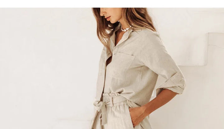 Olivia Bennet | Linen Wide Leg Pant for Women in Ruffle Style