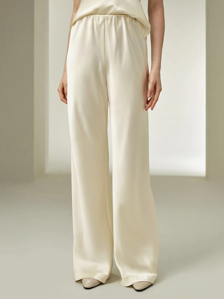 Olivia Bennet | Silk Lounge Trousers for Women in Black