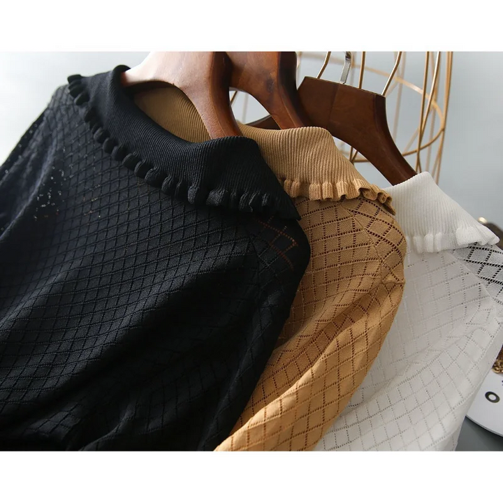Olivia Bennet | Diamond Knit Top for Women in Natural Color