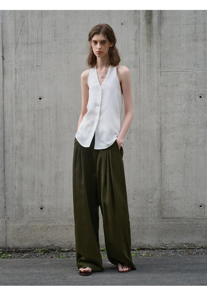 Olivia Bennet | Linen Halter Waistcoat Top