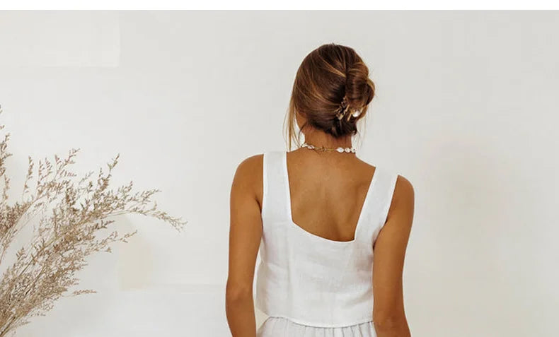 Olivia Bennet | Linen Wide Leg Pant for Women in Ruffle Style