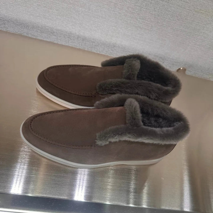 Olivia Bennet | Shearling Loafer Boots for Women in Brown